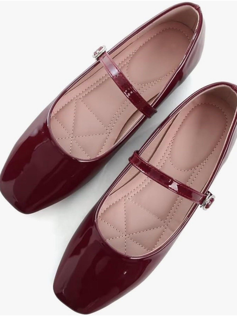 Patent Mary Jane Flats in Burgundy / Wine Red - Picture 3 of 3